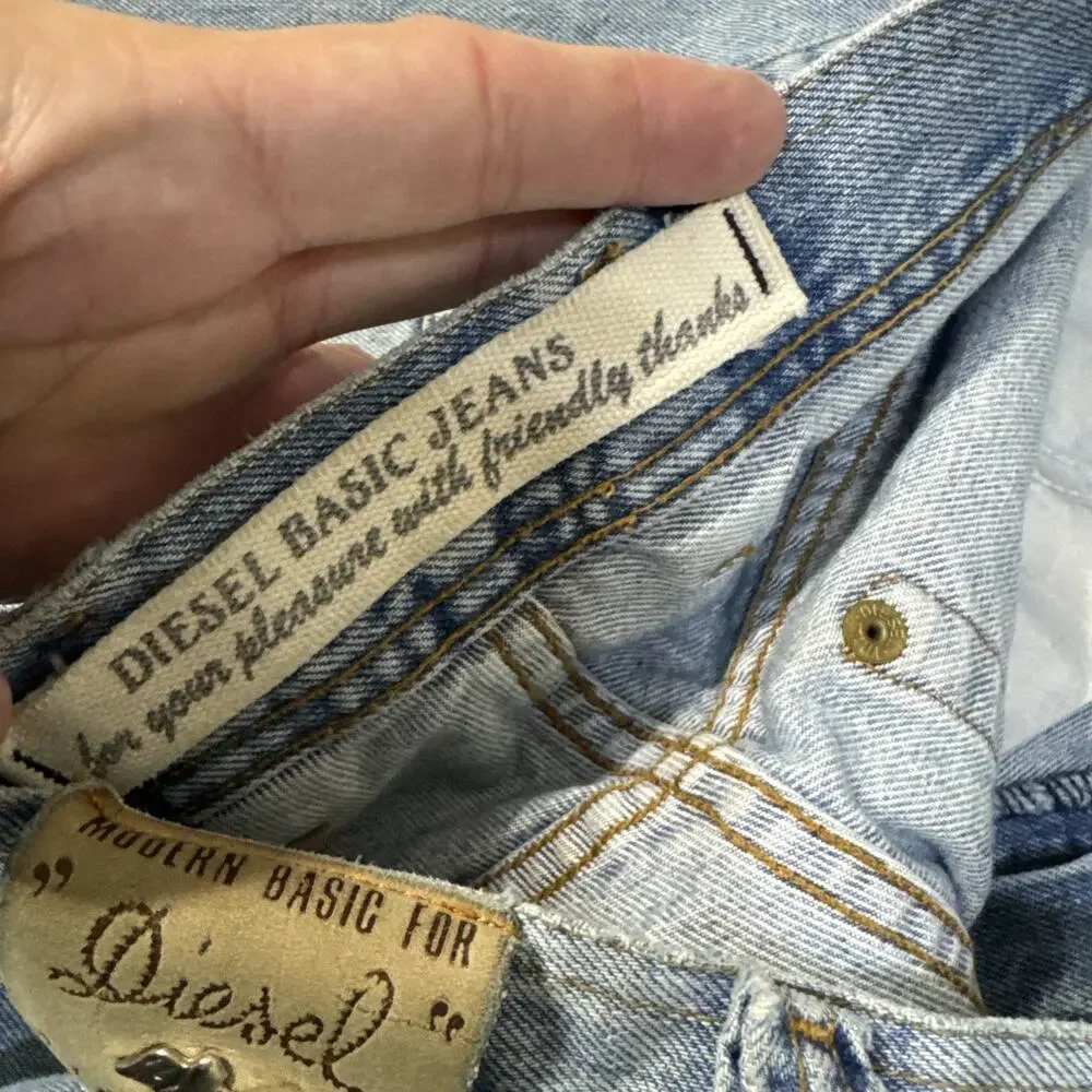 Diesel Saddle Jeans Mens 29x29 Light Blue Vintage 90s Tapered Relaxed Fit Italy